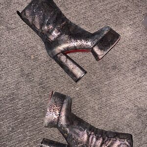 Louboutin boots black & gold suede boots